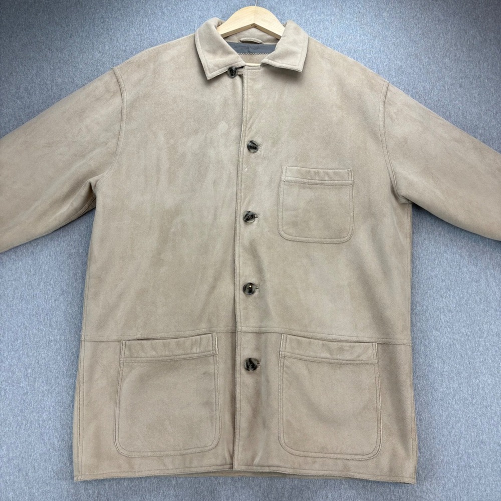 Turnbury Chore Jacket Men's L Faux Suede Beige Front Button Workwear‎ Style